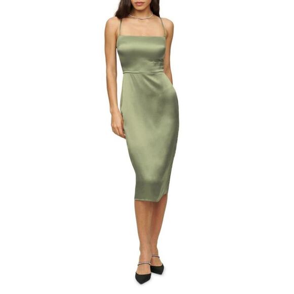 Reformation Oaklie Strap Silk Midi Slip Dress Sleeveless Artichoke Size 4 NWT - Picture 9 of 11